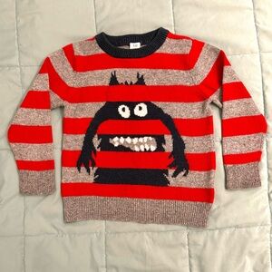 Gap Red and Gray Striped Monster Sweater